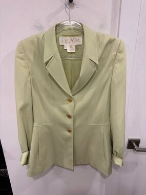 Escada Pale Green Fitted Blazer with Gold Buttons